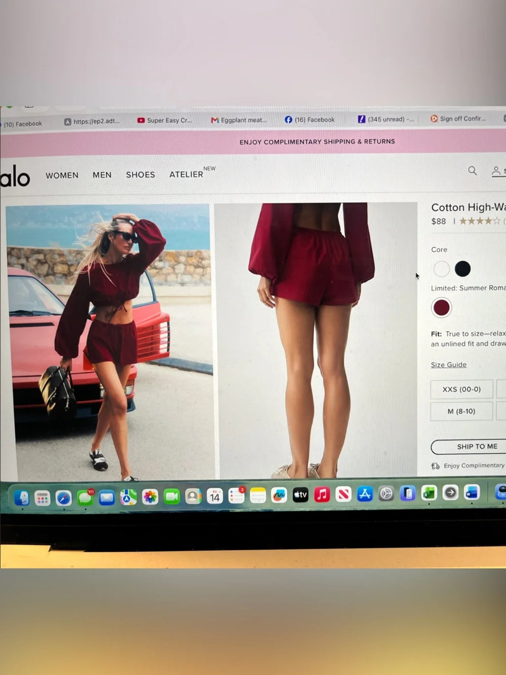NWOT ALO Yoga Women's summer Romance Red Real Deal long sleeve and short set